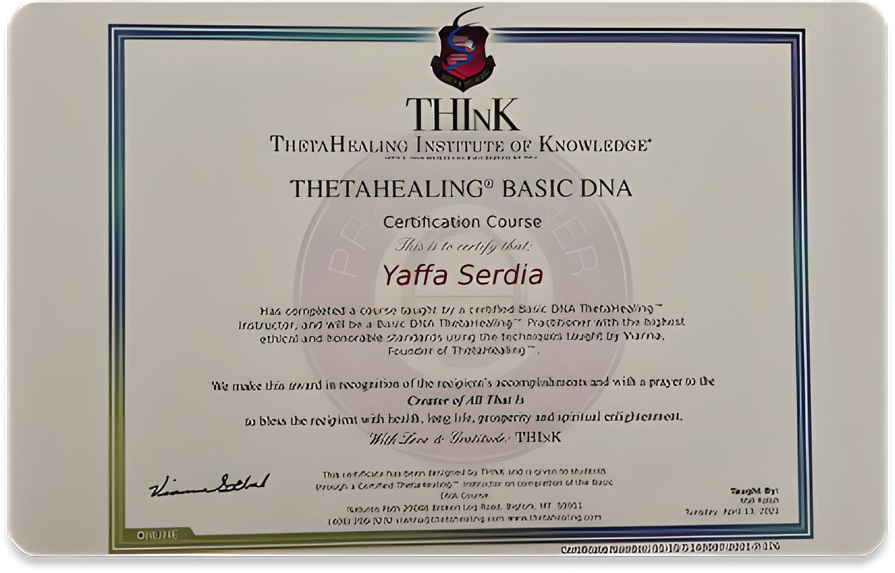 תעודת ThetaHealing Basic DNA מטעם ThetaHealing Institute of Knowledge, אפריל 2021